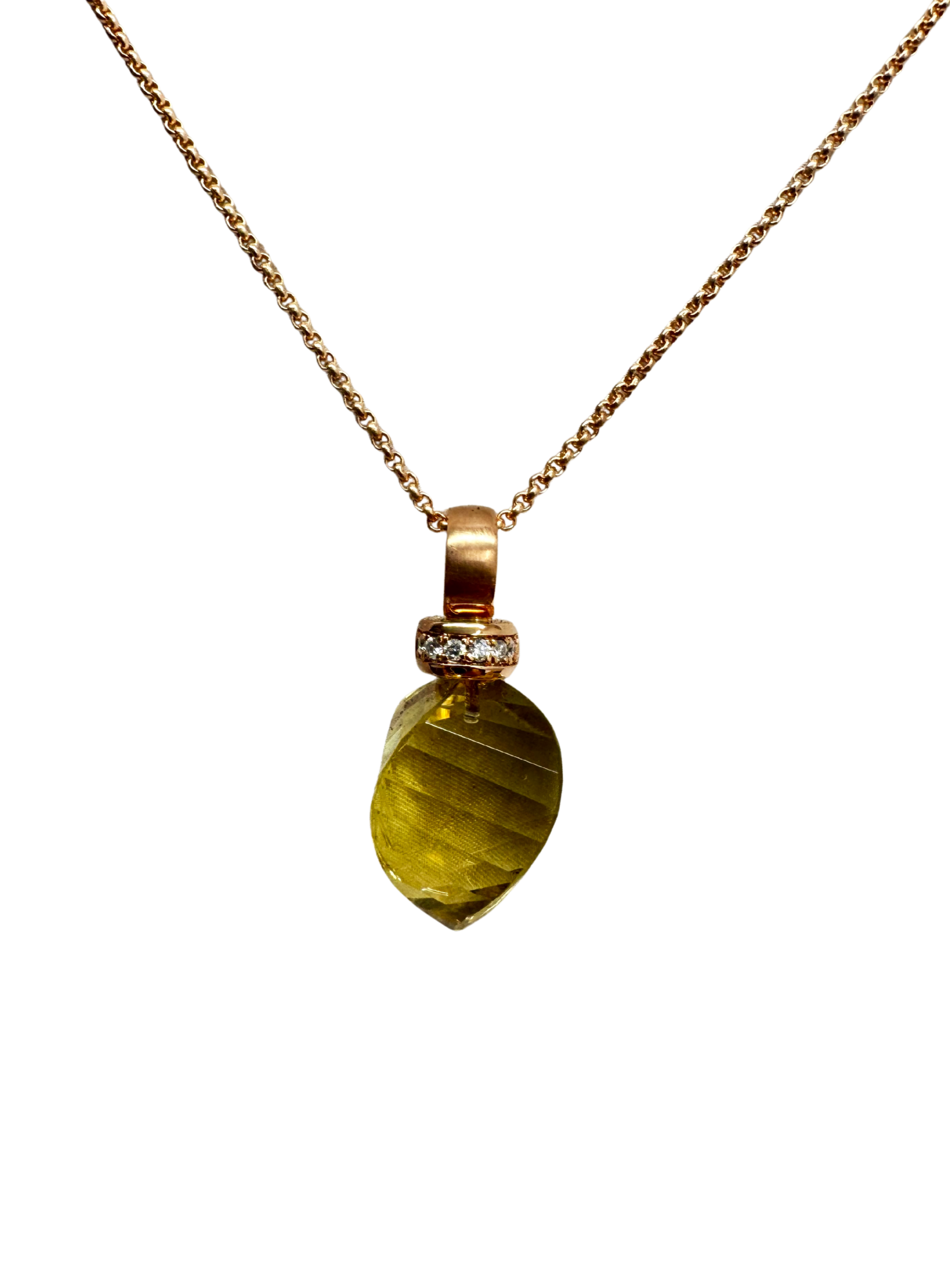 Citrinanhänger mit Erbskette rotgold 750Kt